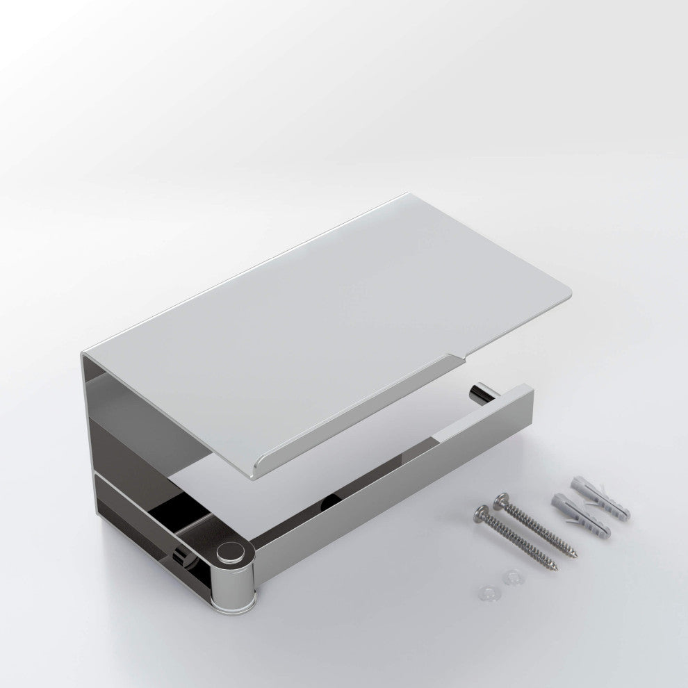 Deco Toilet Paper Holder With Shelf, Chrome