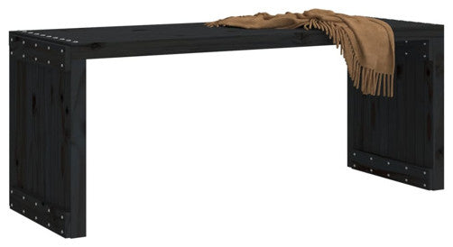 vidaXL Patio Bench Extendable Garden Bench Outdoor Seating Black Solid Wood Pine