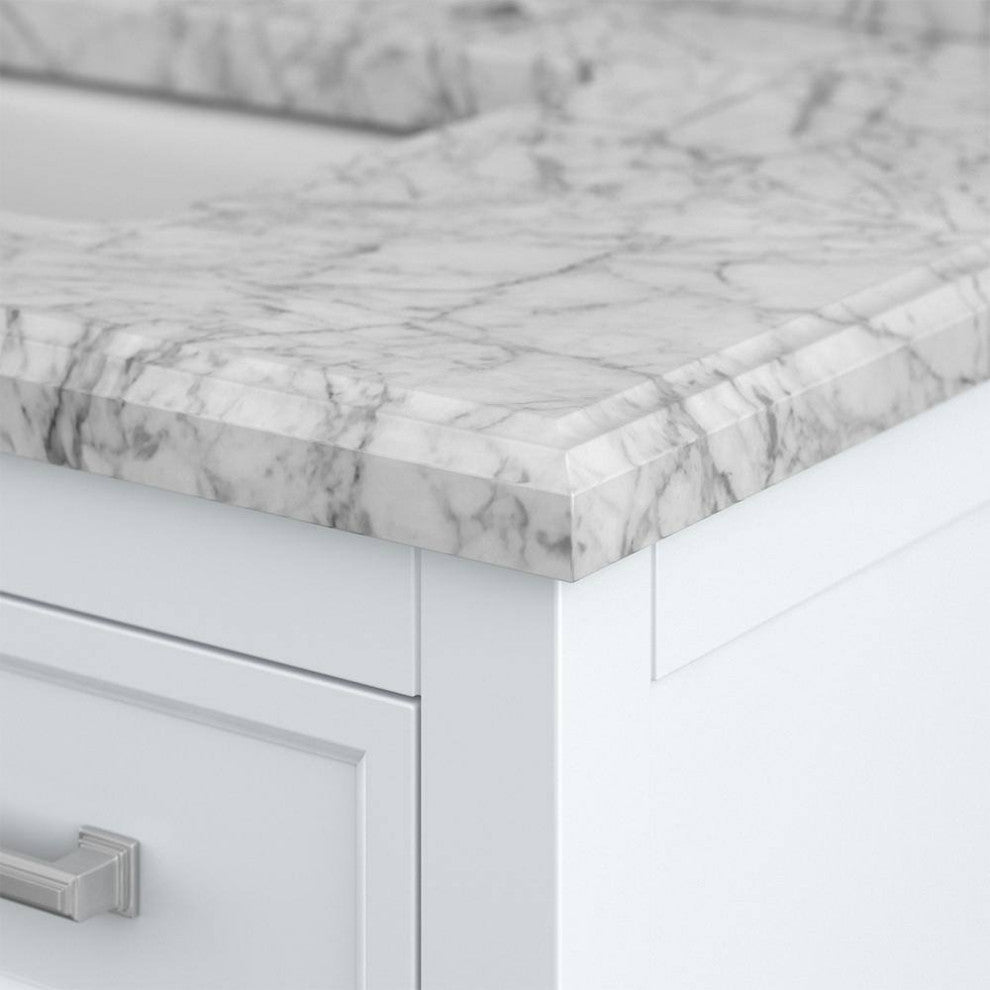 Affinity Bathroom Vanity With Carrara Marble Countertop, White, 37 in