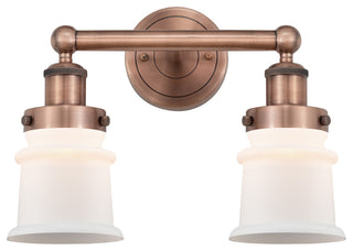 Canton 2-Light 14" Bath Vanity Light, Antique Copper Finish, Matte White Shade