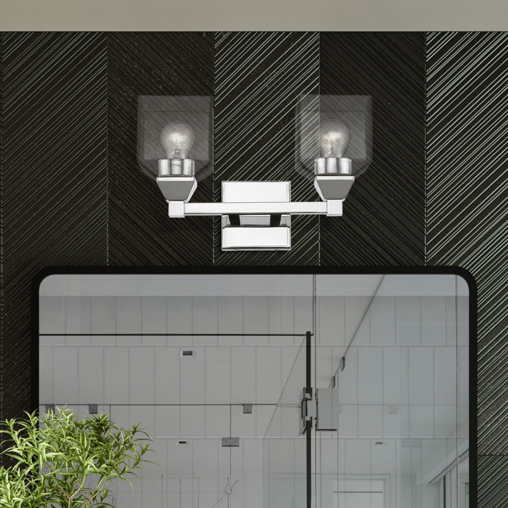 Aragon 2 Light Polished Chrome Vanity Sconce