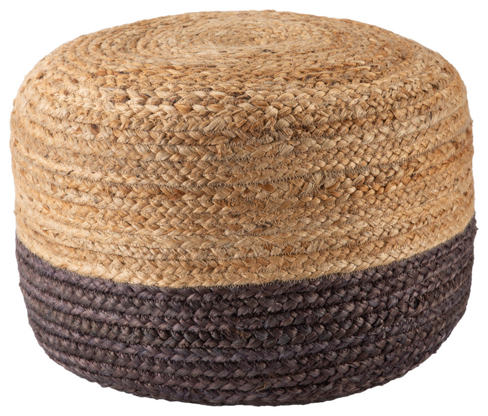 Jaipur Living Oliana Ombre Cylinder Pouf, Dark Gray