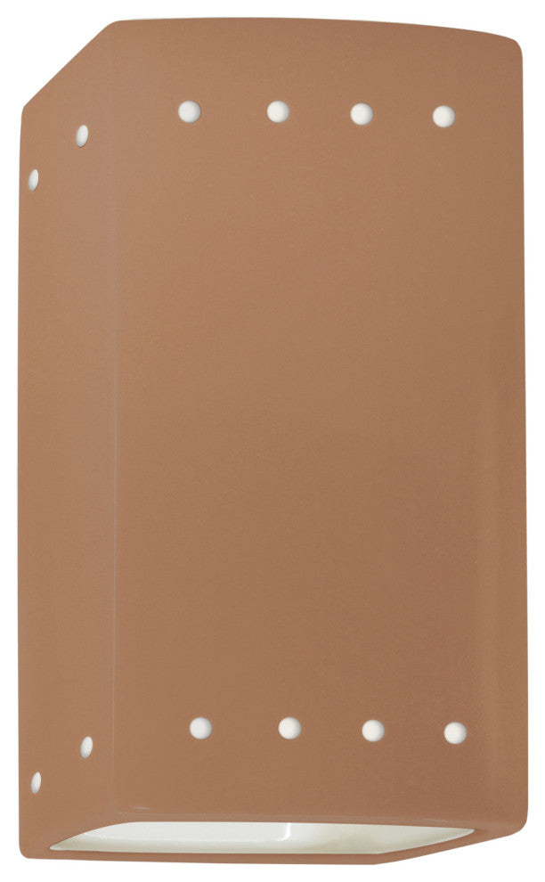 Ambiance Small Rectangle, Perfs Wall Sconce, Open Top/Bottom, Adobe, LED