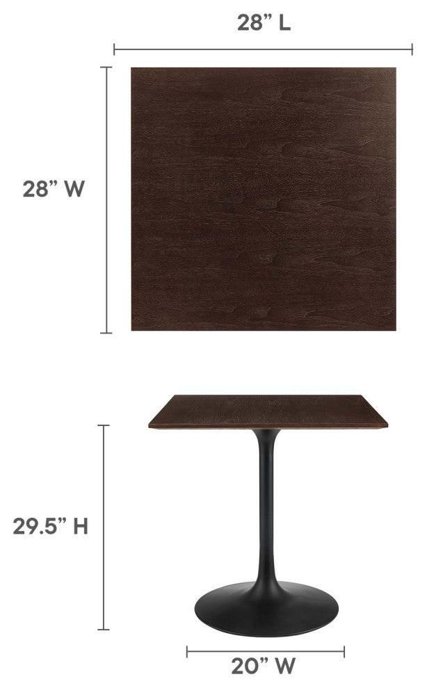 Lippa 28" Wood Square Dining Table EEI-4865-BLK-CHE