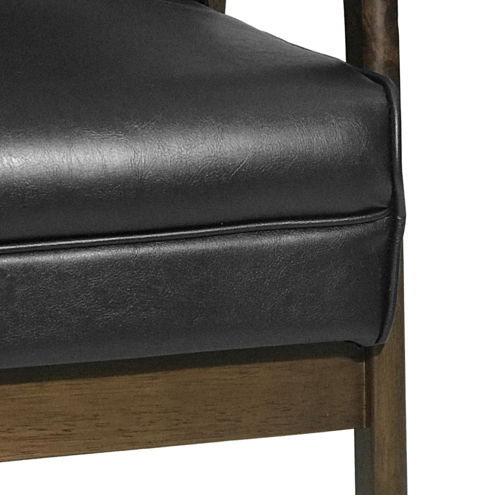 Katharine Mid Century Modern Upholstered Accent Chair, Matte Black and Walnut