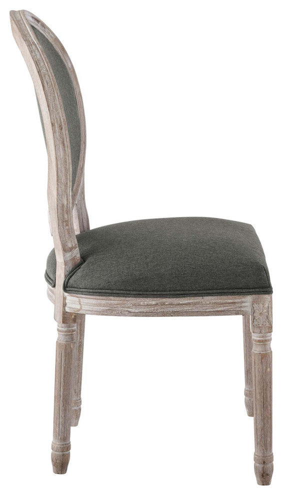 Emanate Vintage French Upholstered Fabric Dining Side Chair Natural Gray -4667