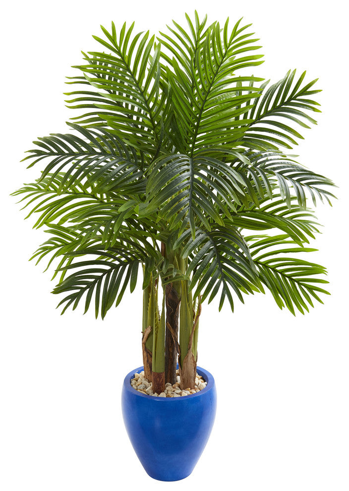 Nearly Natural  Palm Artificial Tree in Blue Planter