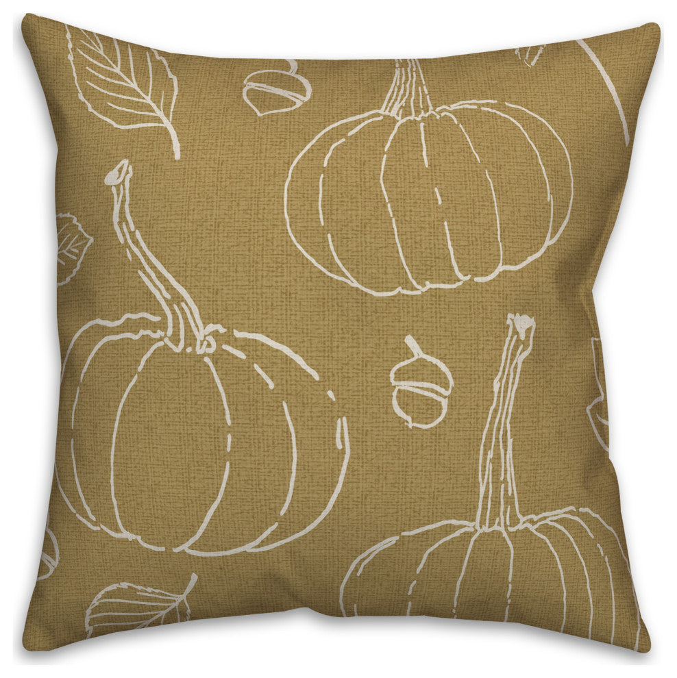Mustard Yellow Fall Pattern 18x18 Spun Poly Pillow