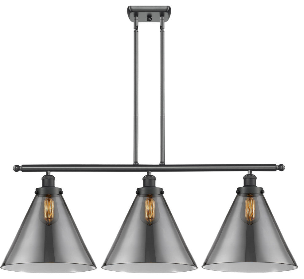 Innovations 916-3I-BK-G43-L Cone 12" 3 Light Island Light, Matte Black