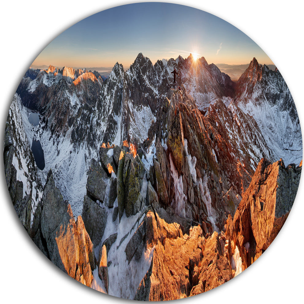Scenery Of High Mountain With Lake, Landscape Round Wall Art, 36"