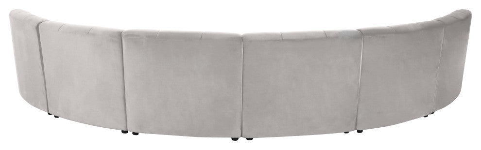 Limitless Velvet Upholstered 6-Piece Modular Sectional, Cream