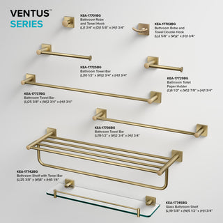 Ventus Bathroom Robe and Towel Hook, Brushed Gold