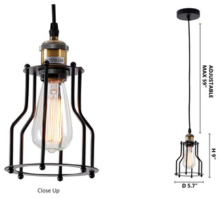 Single Pendant Lighting, Black, 6"x9"
