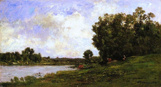 Charles Francois Daubigny Cattle on the Bank of the River Gallery Wrapped Canvas