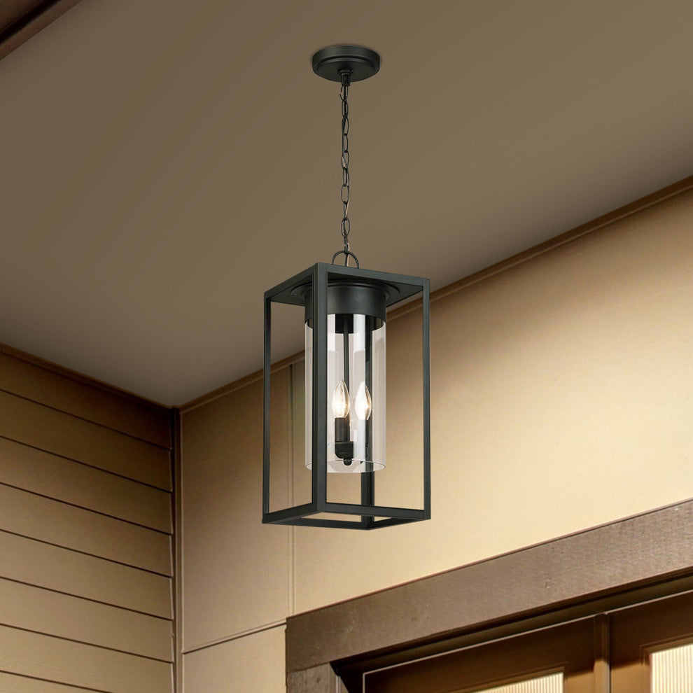 Walker Hill 3-Light Outdoor Pendant, Matte Black, Matte Black