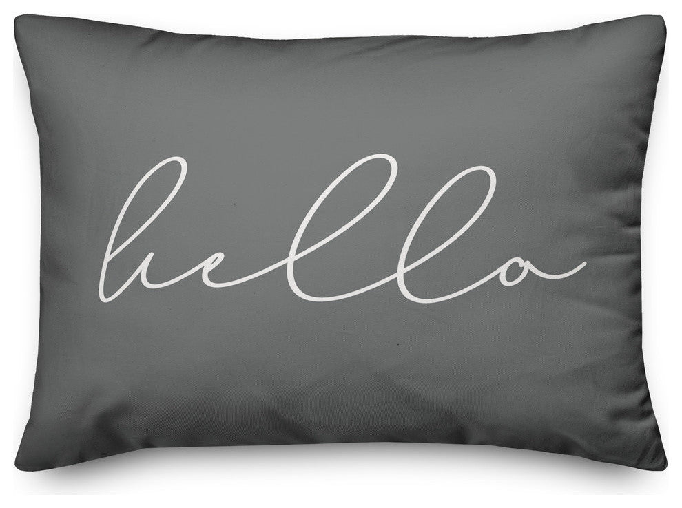 Hello Thin Script Outdoor Lumbar Pillow