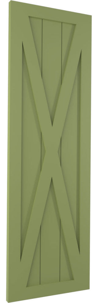 15"W True Fit PVC Single X-Board Farmhouse, Moss Green, 63"H