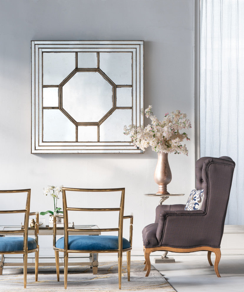 Gewnee Antique Style Decorative Square Wall Mirror