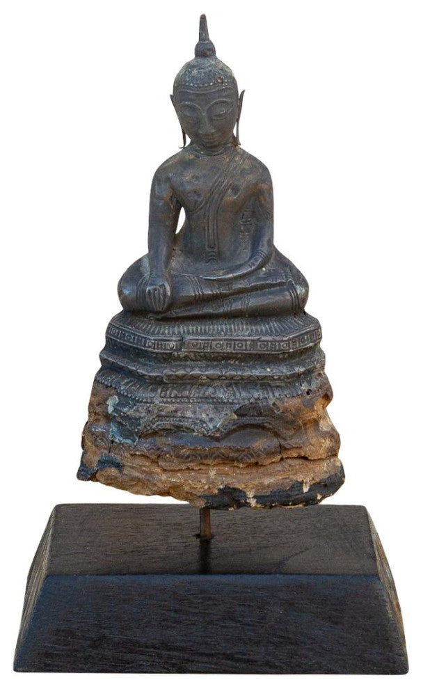 Early 19th Century Wood and Metal Alloy Burmese Buddha