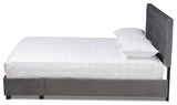 Modern Grey Velvet Fabric Upholstered 2-Drawer Queen Size Platform Storage Bed