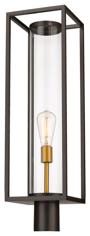 Zlite 584PHBR-DBZ-OBS 1-Light Outdoor Post Mount Fixture, Clear