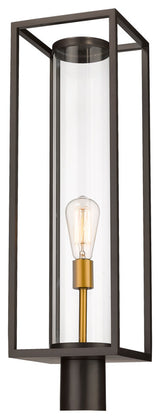 Zlite 584PHBR-DBZ-OBS 1-Light Outdoor Post Mount Fixture, Clear