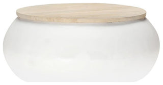 vidaXL Coffee Table Round End Table Accent Sofa Table White Solid Wood Mango