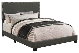 Nailhead Upholstered Twin Bed, Charcoal