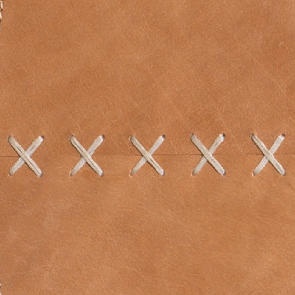 Cross Stitch Mirror, Buff Leather
