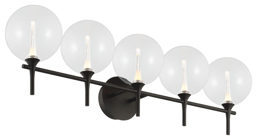 Iissa, Vanity, 5Lt, Matte Black, Clear Glass
