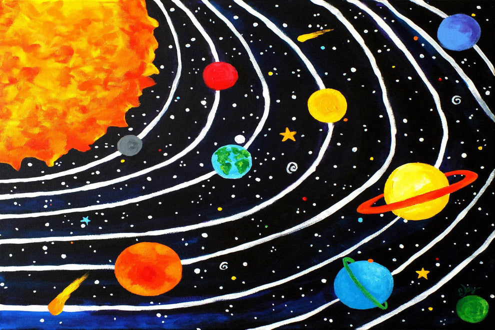 Marmont Hill, "Solar System Black" by Nicola Joyner on Wrapped Canvas, 45x30