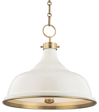 Painted No.1 3-Light Pendant, Aged Brass/Off White With Off White Shade