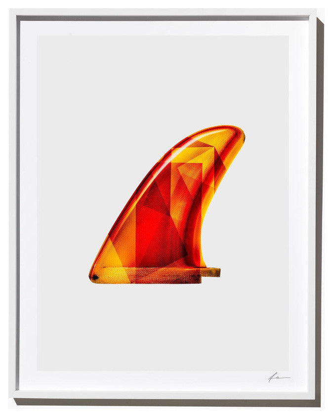 "Yellow and Orange Single", Surf Art Photograph, White Frame, 27''x35''