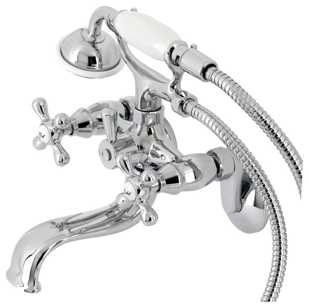 KS226C Wall Mount Tub Faucet With Hand Shower, Polished Chrome