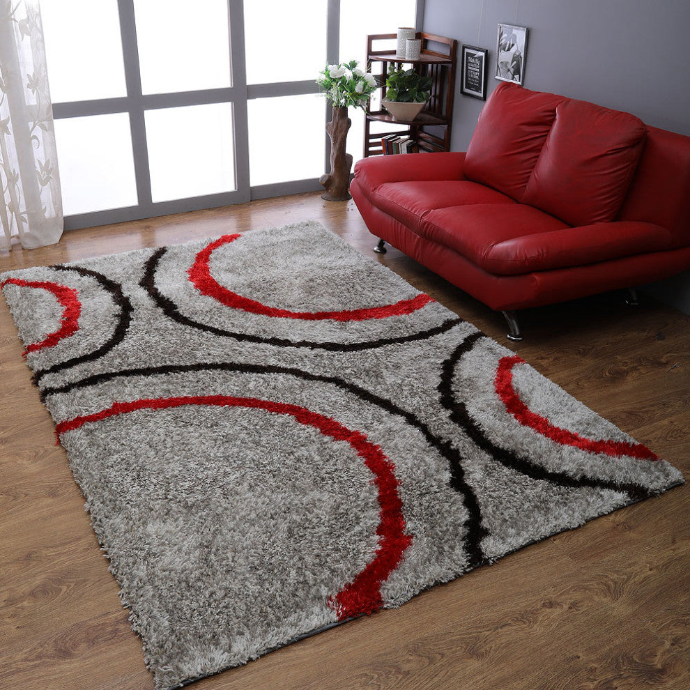 HAND TUFTED SHAG POLYESTER ECO-FRIENDLY AREA RUGS,Multicolor,Contemporary