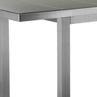 Benzara BM287827 Kylo 90" Dining Table, Smooth Gray Aluminum Frame, Outdoor
