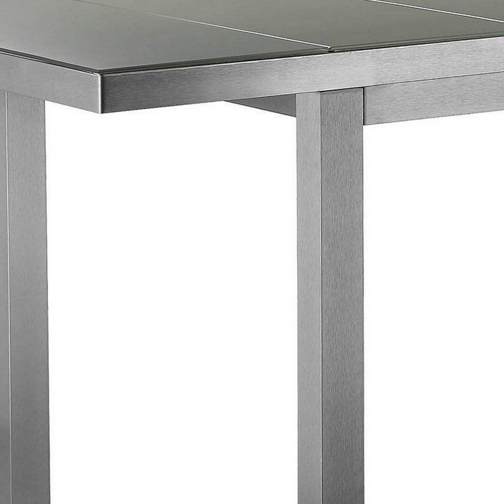 Benzara BM287827 Kylo 90" Dining Table, Smooth Gray Aluminum Frame, Outdoor