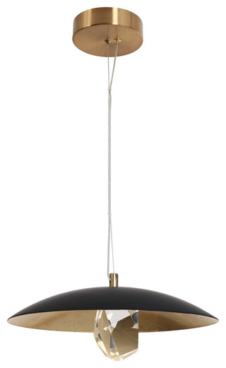 LNC Eleutherius 1-Light 13.8" Modern Crystal LED Pendant Light, Black/Gold