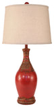 Ribbed-Neck Aged Brick Red Teardrop Table Lamp