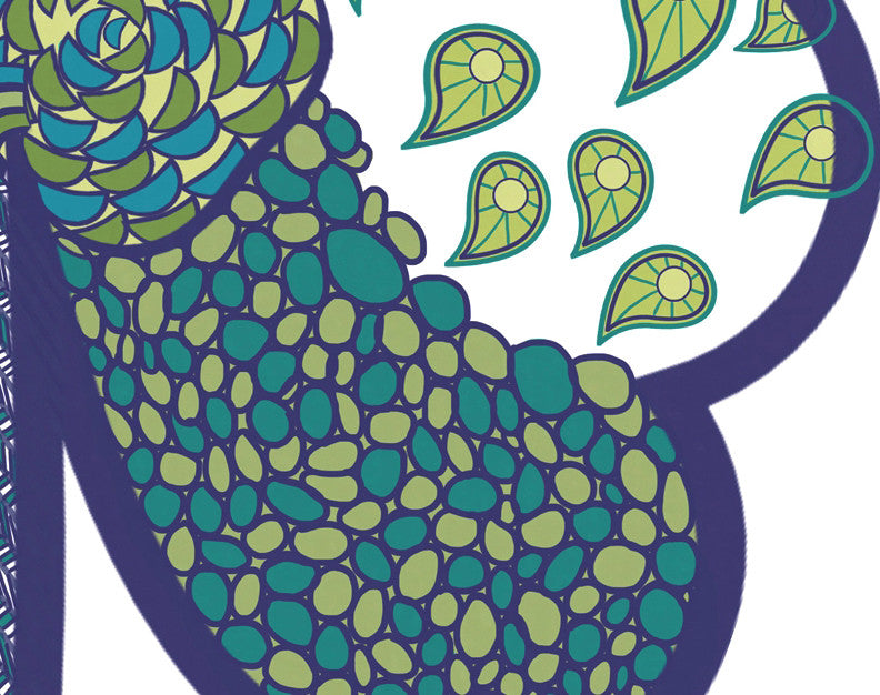 Sham-Tangle, Holiday Floral Print Kitchen Towel, Blue
