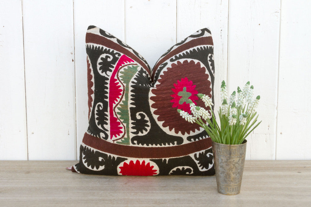 Paksima Black & White Suzani Pillow