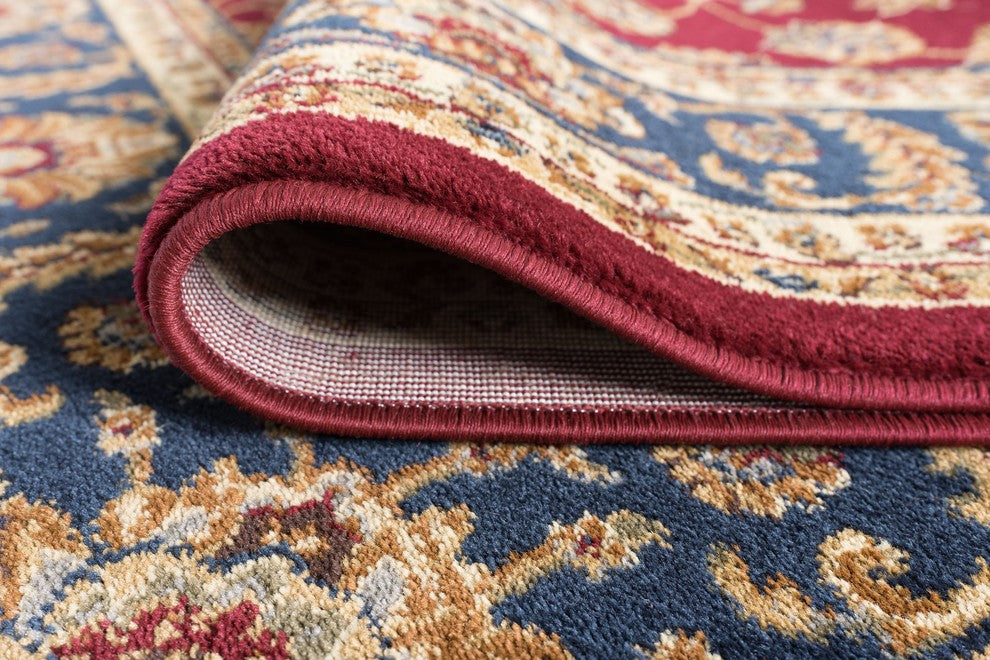 Sariya Transitional Oriental Navy Oval Area Rug, 5' x 7' Oval