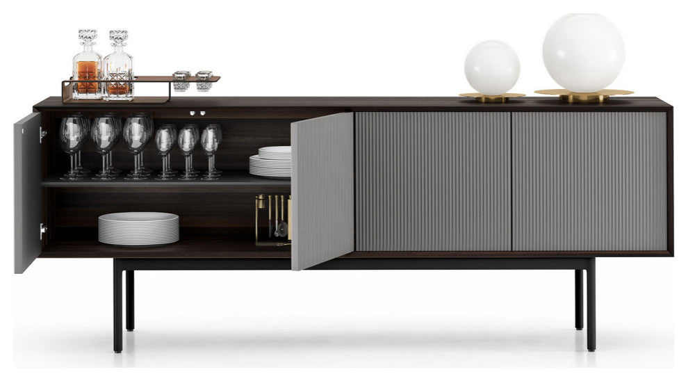 Calais Sideboard in Smoked Oak and Matte Dark Gull Gray