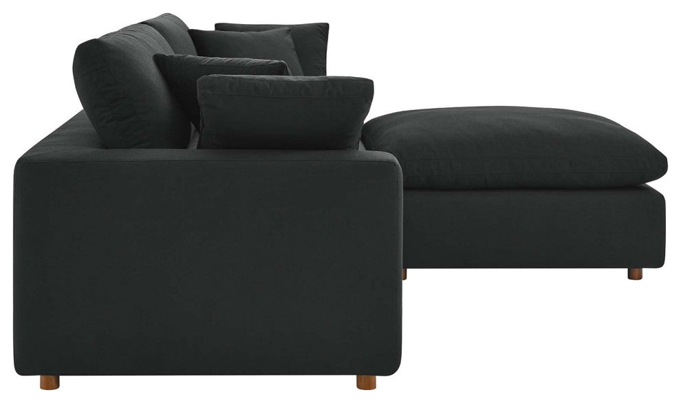 Commix Down Filled Overstuffed Sectional Sofa - Black