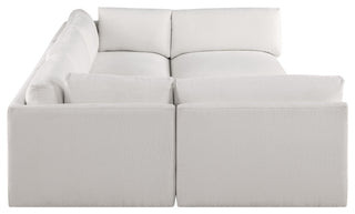 Ease Polyester Upholstered U-Shaped Modular Sectional, Cream, 5 Piece: 2 Corner, 3 Armless, 1 Ottoman