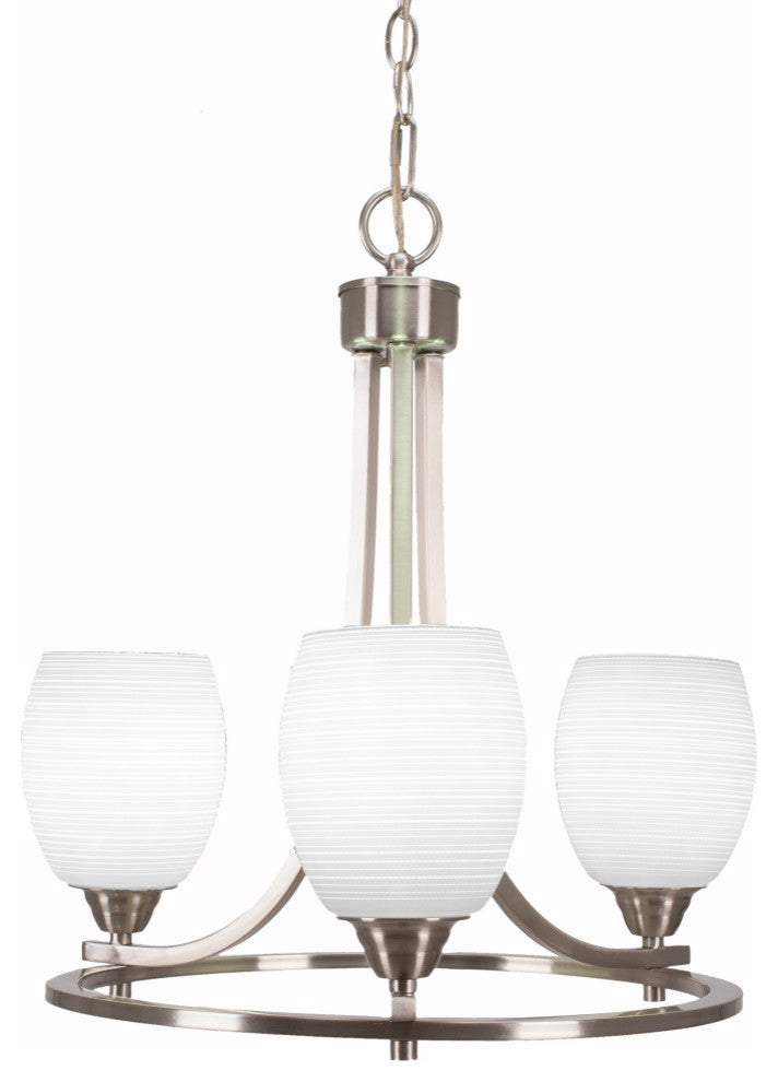 Paramount Uplight 3-Light Chandelier, Brushed Nickel, 5" White Matrix Glass