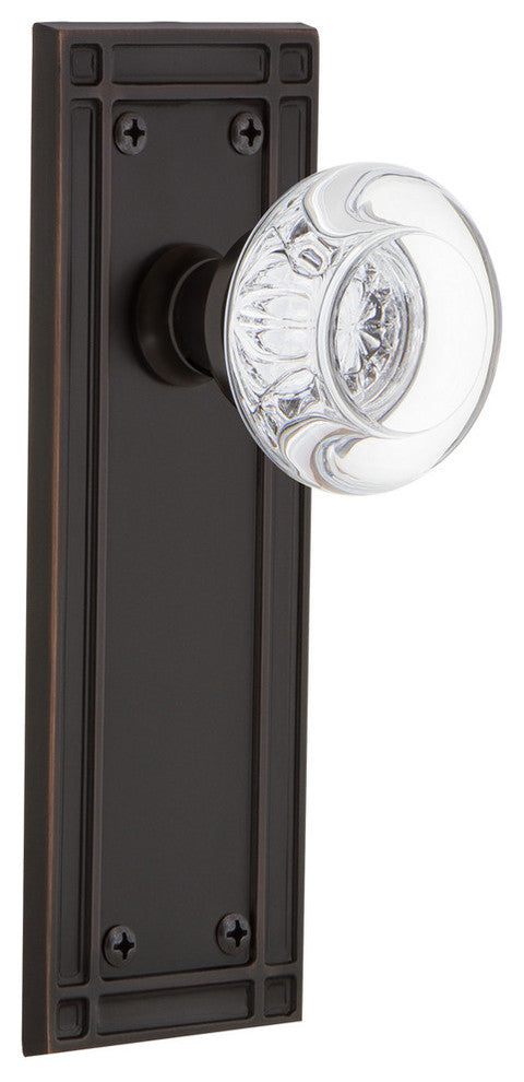 Mission Plate Passage Round Clear Crystal Glass Knob, Timeless Bronze