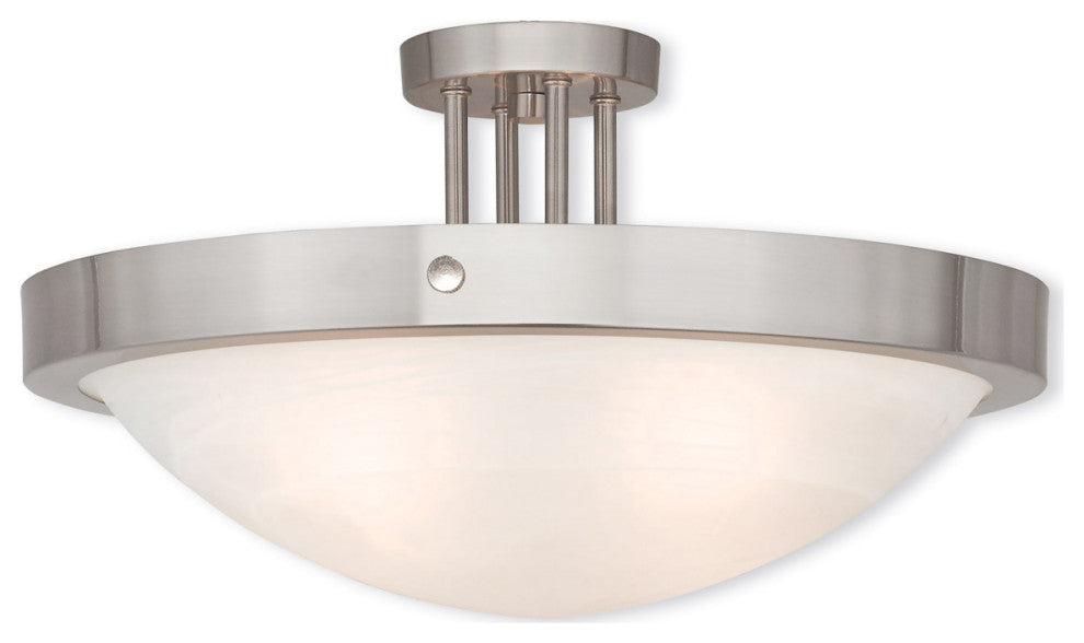 Livex 73957-91 4-Light Brushed Nickel Ceiling Mount, Brushed Nickel