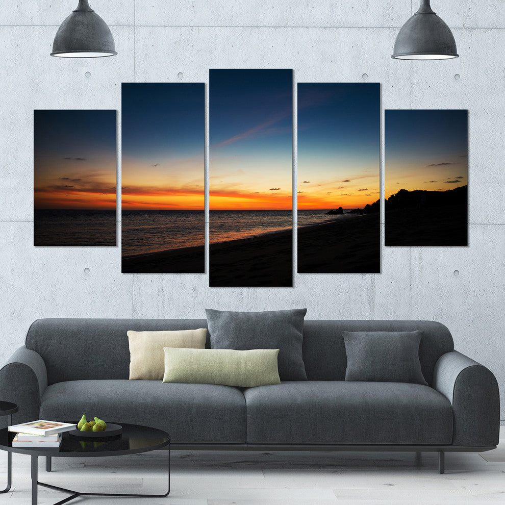 Sunset Over Beach in Cabo St.Lucas, Landscape Canvas Print, 60"x32", 5 Panels