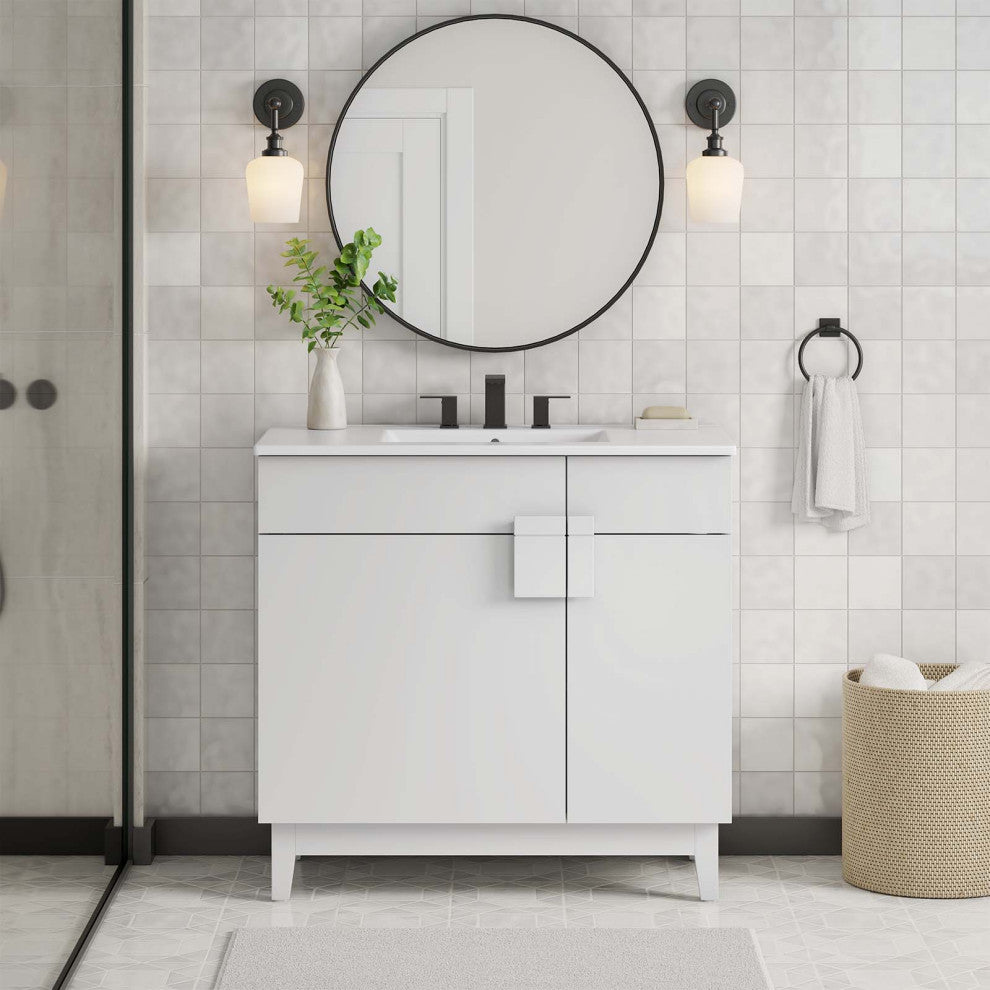 Miles 36" Bathroom Vanity - White White